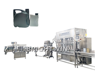6頭5L潤(rùn)滑油機(jī)油灌裝機(jī)，搓蓋機(jī)配提升機(jī)，雙面貼標(biāo)機(jī)線